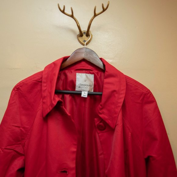 Designer Classique Vintage Classic Red Trench Coat, 70's Vintage Trench Coat NWT - Picture 13 of 16